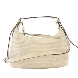 ストローレザーワンハンドルバッグ ショルダーバッグ 2WAY 白 KN9109-10241818110