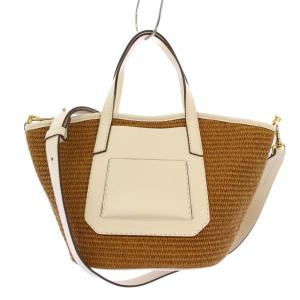 かごバッグ ハンドバッグ ショルダーバッグ 2WAY 茶 白 /BM