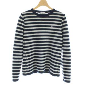 ニット 長袖 カシミヤ 38 紺 ネイビー グレー ボーダー柄 /AP