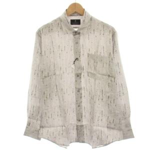 COLLECTION タグ付き カジュアルシャツ 長袖 絹 シルク 総柄 L グレー LA-DC-73386