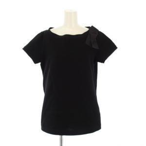 カットソー トップス Tシャツ 半袖 40 黒 ブラック ボートネック リボン 36331-NATFG301SI