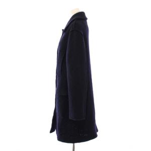 BLUGIRL BLUMARINE ステンカラーコート アウター ロング丈 ウール ワンカラー ストレッチ I38 紺 ネイビー /BB