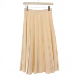 23AW スエードライクプリーツフレアスカート ミモレ ロング ワンカラー 38 アイボリー /BB