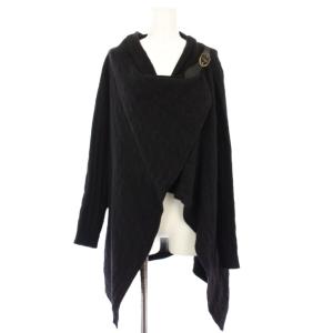 ロングカーディガン ウール ケーブルニット 長袖 S 黒 211581827002 /TK