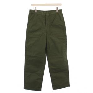 DENIME スラックスパンツ ストレート ジップフライ ワンカラー W30 カーキ /BB