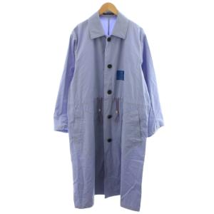 ステンカラーコート ロング丈 ロゴ コットン F 青 ブルー LB-6M-51726 /AN33