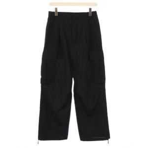 カーゴパンツ タック ジップフライ ワンカラー M 黒 ブラック /BB
