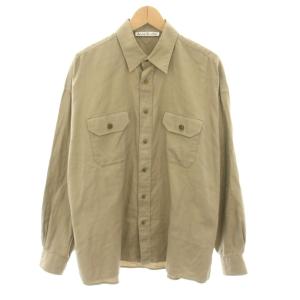 シャツ 長袖 バックプリント ロゴプリント 44 ベージュ 黒 ブラック BB0491 /YT