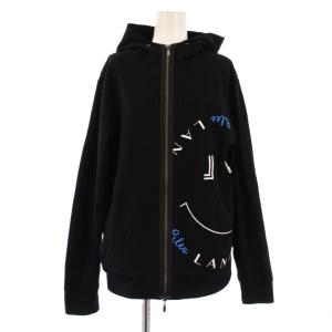 ジップアップパーカー ジャケット アウター ストレッチ ロゴ プリント 48 黒 ブラック /BB