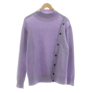 ニット セーター 長袖 切替 ウール 48 紫 パープル /KU