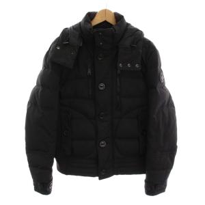 ダウンジャケット 中綿 フード付き ジップアップ アウター M 黒 ブラック /YM