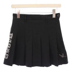 GOLF ゴルフウェア プリーツスカート 台形 ミニ丈 ロゴ ストレッチ II 黒 ブラック /BB