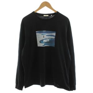 Tシャツ カットソー 長袖  ロゴ プリント M 黒 ブラック 22-070-060-0005-1-0