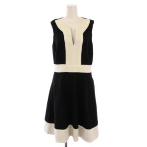Color block Ponte Dress カラーブロックポンテドレス フレアワンピース ひざ丈 ノースリーブ