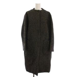 ノーカラーコート ブラック ベージュ