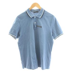 ポロシャツ 半袖 ロゴラバー コットン L 水色 ライトブルー SJN256 /AN14