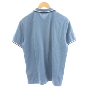 PRADA ポロシャツ 半袖 ロゴラバー コットン L 水色 ライトブルー SJN256 /AN14