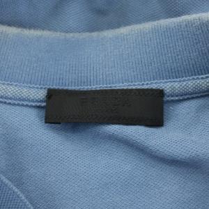 PRADA ポロシャツ 半袖 ロゴラバー コットン L 水色 ライトブルー SJN256 /AN14