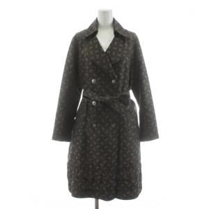 トレンチコート ロング 40 茶 ブラウン 総柄 ベルト付き /KU