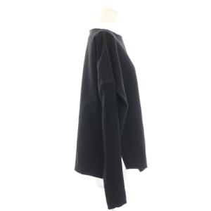 ENFOLD ライトダブルクロスニットプールオーバー カットソー 長袖 袖切替 アシンメトリー ウール混 38 ネイビー