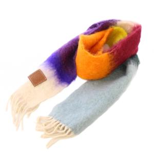 マフラー フリンジ アナグラム ブロックチェック モヘア ウール マルチカラー