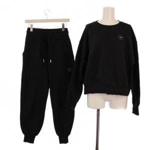 セットアップ 上下 トレーナー スウェット プルオーバー 長袖 イージーパンツ ロゴ M 黒 FU0720