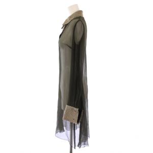 N°21 シャツ ブラウス プルオーバー チュニック丈 長袖 レギュラーカラー 切替 シアー シースルー ハーフボタン