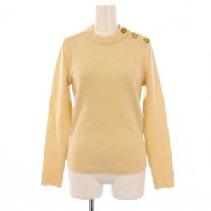 サンプル品 ニット セーター 長袖 クルーネック 金ボタン ウール アイボリー /BM