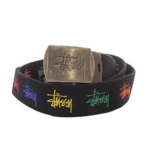 ベルト ロゴ刺繍ガチャベルト 黒 ブラック /SR