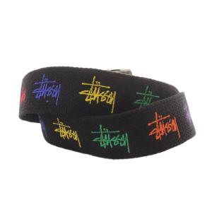 STUSSY ベルト ロゴ刺繍ガチャベルト 黒 ブラック /SR