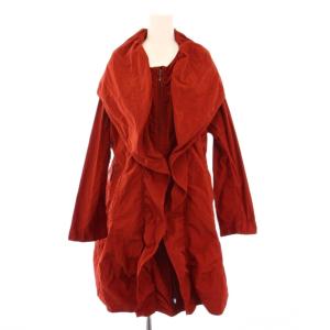 TRUNK ロングコート ナイロン アウター ジップアップ ワンカラー 40 赤 レッド /BB