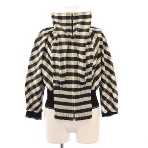 TRUNK スタンドカラージャケット アウター ショート丈 ジップアップ チェック柄 40 黒 ブラック