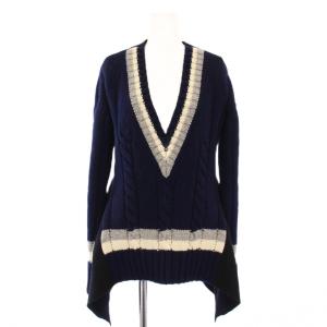 タグ付き 21AW V BACK LS PULLOVER ニット セーター 長袖 Vネック 2 黒 紺