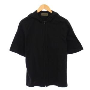 ヨウジヤマモト ジップアップパーカー ジャケット 半袖 ストレッチ ワンカラー 3 黒 ブラック /BB