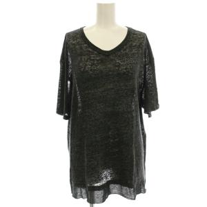 ヨウジヤマモト 半袖 ニット リネン混 Vネック カットソー Tシャツ 2 グレー MV-T35-354