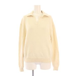 WAVE BOUCLE BOY POLO W ニット 長袖 スキッパー 無地 ワンカラー ウール混 S