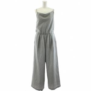 コットンポリエステルサッカージャンプスーツ サロペット オールインワン チェック柄 36 黒 ブラック