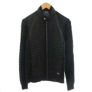 ニットジャケット ジップアップ 切替 S 黒 ブラック /AN5