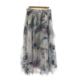 ロングスカート フレア チュール 38 マルチカラー 総柄 /RR