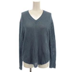25SS ペーパーブレンドシャインニット Vネック ニット S 青 ブルー KRCYGM0301 /G