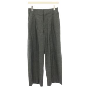24SS コットンリネンオックスストレッチワイドパンツ イージーパンツ ジップフライ 麻 リネン混 38