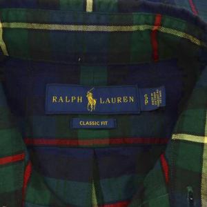 RALPH LAUREN カジュアルシャツ 長袖 S 緑 グリーン 紺 ネイビー チェック柄 /RR