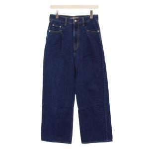 デニムパンツ ジーンズ ワイド ジップフライ ロゴパッチ W26 インディゴ /BB