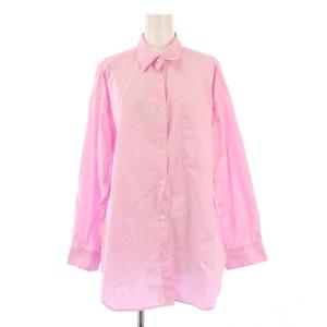 25SS 50コットンオーバーシャツ ブラウス 長袖 レギュラーカラー 無地 ワンカラー F ピンク 25050200213010
