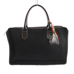 ブリーフケース ビジネスバッグ ナイロン レザー 黒 ブラック /YM