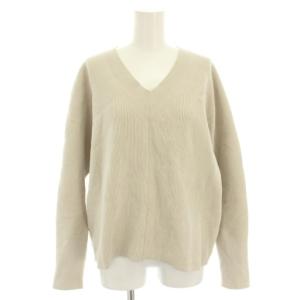 24AW コットンシェニールVネックニット セーター 長袖 リブ編み S ベージュ KRCYCW0503