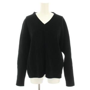 24AW コットンシェニールVネックニット セーター 長袖 リブ編み S 黒 ブラック KRCYCW0503