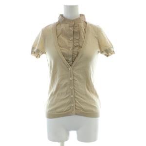 カットソー 半袖 ウール ベージュ ストライプ柄 レイヤード /AP