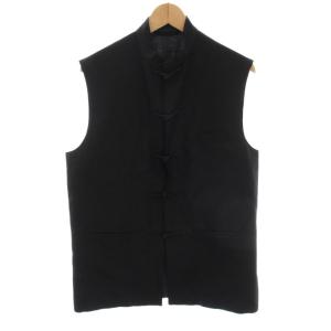 ヨウジヤマモト ベスト シルク 3 黒 ブラック チャイナボタン スタンドカラー ME-V51-454