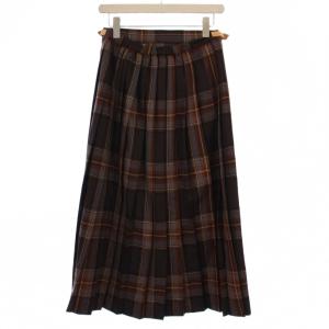 O'NEIL OF DUBLIN ロングキルトスカート チェック柄 ウール 10 茶 グレー IFG9510011 /BM